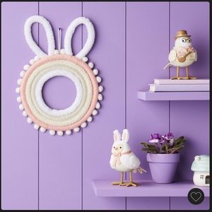 12" Easter Coiled Yarn Bunny Wreath - Spritz